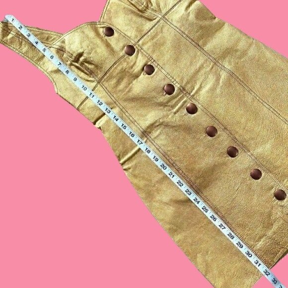 free people leather sleeveless goldie mini dress size 4 NWT gold - Picture 9 of 11